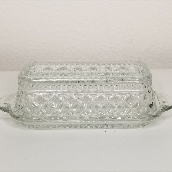 Vintage Covered Butter Dish Butter‎ Keeper Wexford Pattern Anchor Hocking - Picture 3 of 7